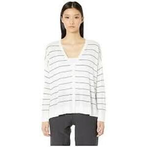 Eileen Fisher Boxy Cardigan Tencel Lightweight Button Front V Neck Women Large